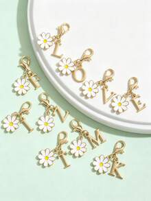 Daisy Initial Letter Keychain, A-Z Alphabet Charm Key Ring, Personalized Gift For Backpack & Car Keys - Multicolor - View 5