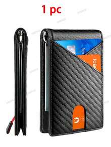 Men RFID Blocking Wallet Carbon Fiber Ultra Thin Front Pocket Credit Card Holder Anti Theft Business Microfiber Leather Cardholder Gift For Him - Multicolor - View 12