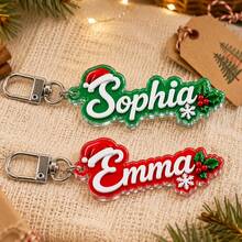Custom Santa Hat Letter Keychain, Personalized Christmas Key Chain, Festive Bag Charm, Customized Name Holiday Keychains, Customizable Gift - Style F - View 6