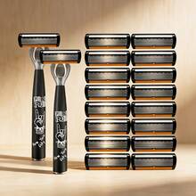 19pcs Men's Shaving Kit, 6-Blade Razor With Replacement Blades, Portable Travel Shaving Set, Men's Trimmer, Men's Razor - A - View 14