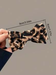 2/1pc Vintage Leopard Print Bow Hair Clip, Ponytail Hair Clip, Fashion, Perfect For Securing High Ponytail. Women's Daily Wear Hair Accessory - Multicolor - View 5