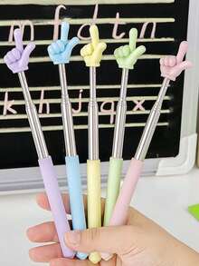 Retractable Finger Reading Stick, Extendable Colorful Dual Pointer Teaching Wand, Multi-Color Teacher Instructional Pointer, Reading Teaching Assistant Indicator Stick - Multicolor - View 2