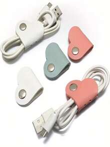 20pcs/Set Unisex Heart-Shaped Faux Leather/20pcs Random Color Multi-Color Headphone And Headphone Cable Storage Box/No Battery Cable Management Clip Cable Holder Set - Set - View 6