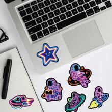 56Pcs New Neon Astronaut Doodle Stickers, Creative Cute Cartoon Decals For Water Bottle, Notebook DIY Aesthetic Decoration - 56PCS - View 10