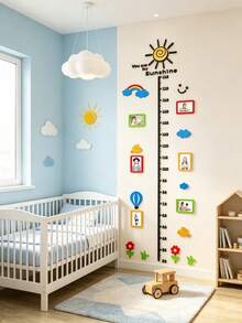 1 Set Removable Acrylic Wall Sticker, Children's Height Growth Chart Sticker, Dopamine Color Series, With Frame And Pattern, Suitable For Children's Room, Nursery, Room Wall Decoration, Baby Gift - Multicolor - View 6