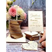 30pcs Wooden Heart Shaped Guest Book - Rustic Wedding Reception Decor & Favors, Birthday Baptism Keepsake Plaques | Alternative Guest Book - A - View 3