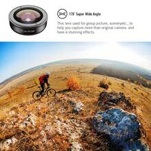 APEXEL 5-In-1 Phone Lens Kit, 2X Telephoto, 195° Fisheye, 110° Wide Angle, 170° Super Wide, 10X Macro, Premium HD Optical Lens, Portable Pro Camera Lens For Outdoor Video/Photo, For Most Smartphones - A - View 10