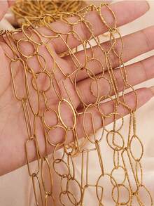 1m Stainless Steel 18K Gold-Plated Paperclip Chain-Geometric, Oval, Rectangular-Necklace And Bracelet DIY Jewelry Making Supplies For Everyday Wear - Chain - View 3