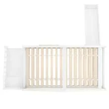 Bunk Bed With Slide And Stairs, Scandinavian Style Solid Wood Bed Frame With Safety Guard Rails, Built-In Storage, Space-Saving Design, EN 747-1:2024 Certified - White + Wood + Contemporary + Mid-century Modern + - View 9