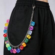 1pc Lucky Colorful Dice Waist Chain Fashion Unisex Luxury Accessory Hip Hop Keychain, Lightweight Multifunctional. Pendant Accessory Decoration Unisex. - Multicolor - View 1