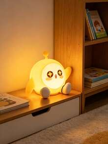 1PC Cute Cartoon Egg Baby Silicone Night Light, USB Rechargeable Tap Control LED Bedside Sleep Lamp, Warm Light Room Decor Birthday Gift - Egg Treasure - View 5