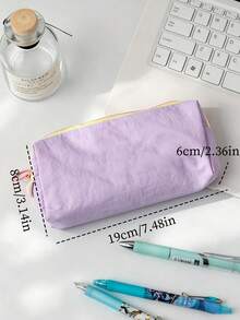 Custom Embroidered Name Pencil Case, Personalized Text Zipper Pen Bag, Large Capacity Stationery Storage Pouch, Aesthetic School Supplies, Customized Gift For Girls Students > - Multicolor - View 8