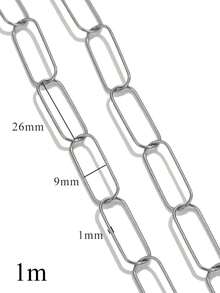 1m Stainless Steel 18K Gold-Plated Paperclip Chain-Geometric, Oval, Rectangular-Necklace And Bracelet DIY Jewelry Making Supplies For Everyday Wear - Chain - View 26