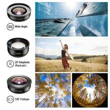 APEXEL 5-In-1 Phone Lens Kit, 2X Telephoto, 195° Fisheye, 110° Wide Angle, 170° Super Wide, 10X Macro, Premium HD Optical Lens, Portable Pro Camera Lens For Outdoor Video/Photo, For Most Smartphones - A - View 6