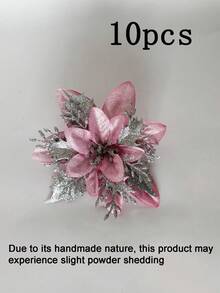 10/18pcs Artificial Shiny Christmas Flower Set, Includes 8 Christmas Flowers And 8 Clips, Easy Installation & Maintenance Free, Suitable For Wedding Celebration, Christmas Tree, Wreath And Decoration - Christmas Flower Set - View 11