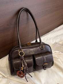 Bowling Handbag For Women 2026 New Fashion Vintage Underarm Bag Versatile Large Capacity Shoulder Commuter Bag - Coffee - View 2