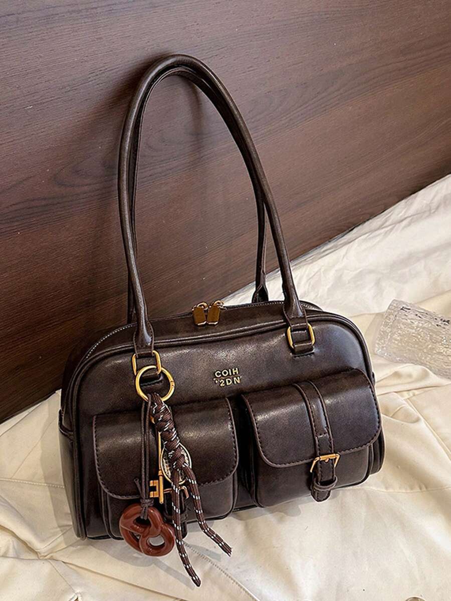 Bowling Handbag For Women 2026 New Fashion Vintage Underarm Bag Versatile Large Capacity Shoulder Commuter Bag