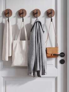 Wall Hooks, Can Hang Kitchen Towels, Utensils, Bathroom Loofahs, Entryway Bags And Keys. No-Drill Adhesive Installation, Fsuitable For Kitchen, Bathroom And Entryway, Brings Natural Wood Texture And Neat Storage For Your Home - Multicolor - View 9
