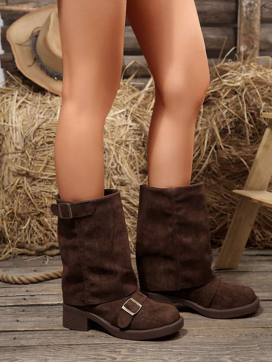 Petite Women's Knee-High Tall Boots, British Style Riding Boots, Chunky Heel High Heel Long Boots, Minimalist Commuter Office Evening Date Wear, Spring Autumn Winter Boots