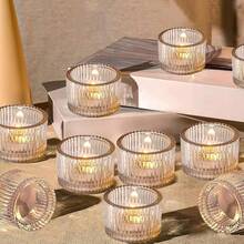 12-Piece Set Of Retro-Style Glass Tea Light Holders, Ideal As Table Decoration For Weddings, Anniversaries, Birthdays, And Holidays - 12 Pieces - View 4