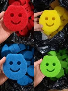Random Color Thick High‑Density Cleaning Sponge , Soft Durable Multi‑Purpose Scrub Sponge, Powerful Non‑Scratch Stain Removal Cleaning Pads For Kitchen Bathroom Household - Multicolor - View 7