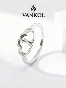 1 buah Cincin Hati Ganda Minimalis Unik dan Mungil, Hadiah Perhiasan Elegan untuk Wanita - Cincin Hati Ganda Kecil - View 1