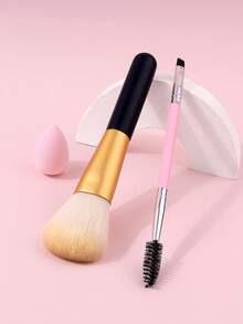 3pcs Makeup Brush Set Powder Brush, Blush Brush, Eyelash Brush, Eyeliner Brush, Mini Makeup Sponge, Water Drop Puff, Loose Powder Foundation Concealer Makeup Tools - Multicolor - View 3
