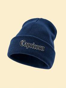1pc Gothic Style Men Scarf Knitted Beanie, 12 Constellations Design, Fashion Street Ski Hat, Warm And Versatile Cold Weather Cap, Loose Fit - Black - View 16