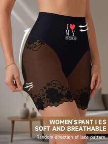 XGDFAY Women's High Waist Lace Boyshort Panties 3-Piece Set - Heart Print Elastic Underwear, Anti-Chafing, Soft & Comfortable Full Coverage - Multicolor - View 3