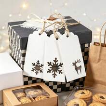 50pcs/Pack Christmas Party Gift Decoration Tags, Hanging Cards, Decorative Cardstock, Message Cards, Baking Packaging Box, Gift Bag Decoration Cardstock, Comes With Rope - View 5