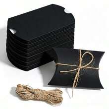 50pcs Hemp Rope Kraft Paper Pillow Boxes, White Gift Boxes, Holiday Party Gift Boxes, Suitable For Halloween, Christmas, Back To School, Birthday Party - View 6