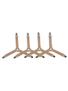 4pcs Adjustable Bed Sheet Fastener Set - Triangular Elastic Band With Clips, Suitable For Mattress/Sofa Covers | Heavy Duty Metal Clips Securely Fix Bedding (Non-Slip And Reusable) - Black - View 10