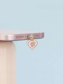 Sparkling Diamond Heart Letter Type-C Port Dust Plug, Soft Silicone Dust Protection Cover, Fun Cute Tech Accessory For E-Readers, Mobile Phones, Tablets, Laptops - Pink - View 4