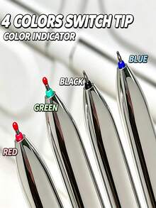 4-In-1 Neutral Pen, 4 Colors In One Pen (Black, Blue, Red, Green), High-Quality Nib, Suitable For Students, Smooth Writing, Applicable For Writing, Marking, Note-Taking. Office Supplies, Back To School Supplies. - 4-color Retractable Pen - View 3