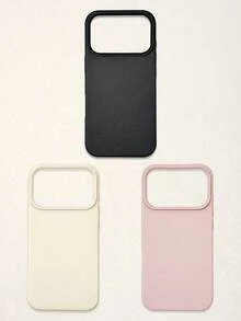 3pcs Solid Color Faux Leather Texture Waterproof Anti-Slip Anti-Fall Phone Cases, Matte Soft TPU Shockproof Protective Covers, Minimalist Aesthetic Dopamine Black / Pink / Cream White Phone Cases, Daily Use & Birthday / Valentine's Day / Mother's Day / Anniversary Gift Choice, Compatible With Iphone Case& Galaxy Case - Multicolor - View 66