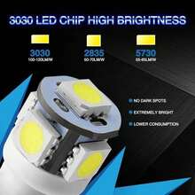 10PCS 194 LED Light Bulb 6000K Wedge T10 LED Bulb 5SMD 5050 Chips, 168 T10 2825 5SMD DC 12V Replacement Bulbs For Car Dome Map Door Courtesy License Plate Lights - A - View 3