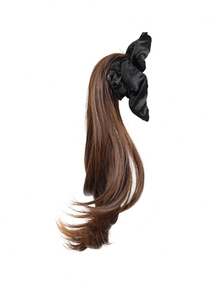 Wrinkled, Slightly Curled, Half-Up High Ponytail Wig For Women, High Crown, Fountain-Like Long Braid, Fluffy Fake Ponytail - Multicolor - View 10