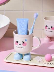 Home Toothbrush Cup Student Dorm Mouthwash Cup Couple Toothbrush Holder Bathroom Toothpaste Storage Box Back To School Supplies Bathroom Decor Accessories - A - View 10