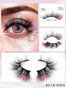 1 Pair Glitter False Eyelashes, Colorful Fluffy Faux Mink Lashes With Sequins, Suitable For Makeup Artists, Cosplay, Halloween Colorful Lash Extensions - Multicolor - View 3