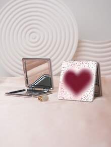 1PC Y2K Series Portable Vanity Mirror, Foldable Lightweight Ultra-Thin Convenient Hand Mirror, PU Leather, Suitable For All Occasions And All People, Square Mirror, Pocket Mirror, Cartoon Heart Star Butterfly Pattern Design, Exquisite And Delicate, Easy To Carry, Handheld Makeup Mirror, 180° Flip Cover, Multi-Functional Mini Mirror, Compact Mirror, Mirrors, Daily, Holiday, Birthday, Valentine's Day - Multicolor - View 2