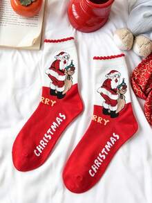 1/3/5 Pairs Christmas Crew Socks, Funny Xmas Socks With Santa Tree Snowman Designs, Soft Warm Mid Tube Socks For Men And Women, Winter Holiday Gift - Multicolor - View 8