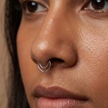 TOKRING Fake Septum Piercing,Non Piercing Nose Rings Stainless Steel Faux Nose Septum Ring Non Piercing Clip On Nose Hoop Rings Body Piercing Jewelry - Fake Nose Ring - View 2