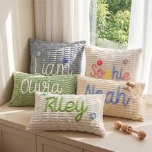 Customized Name Plush Pillowcase, Personalized Ribbed Cushion, Cute Children's Room Decor, Pajama Party Gift, Birthday Gift, Cozy Home Decor (Pillow Insert Not Included) - Multicolor - View 8