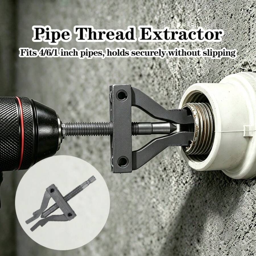 Adjustable Internal Threaded Pipe Removal Tool, Household Pipe Broken Wire Repair Tool, Hex Shank Power Tool Compatible Extractor - A - View 1