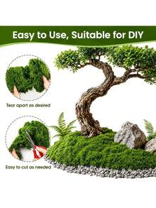 200g Large Artificial Moss Mat, Easy-To-Cut Plastic Moss For Landscape Decor, Enhanced Green Shade, Ideal For Large Areas / Artificial Foliage - Indoor & Outdoor Decoration, Perfect For Glass Vases, Planters, Landscaping And Aquarium Decor - 200g Moss - View 4