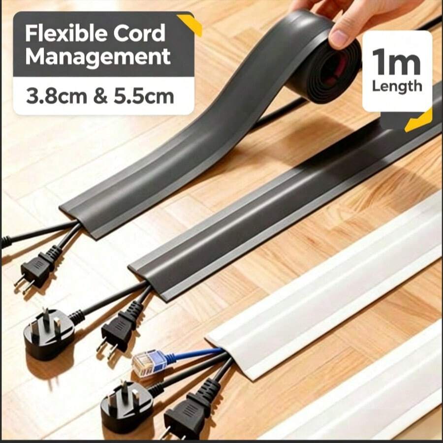 PVC Floor Cord Cover, Suitable For Floor Wires, Soft Floor Cable Cover, Wire Hider, Floor Cable Management, Cable Protector - Multicolor - View 1
