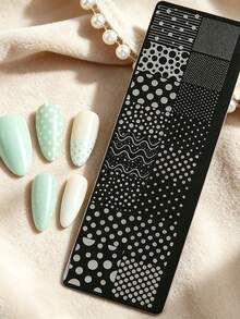 1 buah Plat Stempel Kuku Polka Dot & Garis Gelombang, Templat Stempel Seni Kuku Stainless Steel, Plat Transfer Kuku Pola Geometris Titik untuk Manikur DIY - MultiWarna - View 4