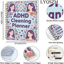ADHD Cleaning Planner Floral Cover With Purple Haired Girls Hearts Daily Weekly Monthly Yearly Checklist For Home Office Housewives - 1 Pc - View 2