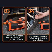 Alat Bantu Starter Mobil, Booster Aki Mobil 12V dengan Kompresor Udara 150PSI & Pompa Ban, Alat Bantu Starter Darurat Portabel dengan Layar Digital LCD, Lampu LED & Power Bank untuk Mobil, SUV, Truk & Sepeda Motor 14.8V 2500mAh - Catu daya starter darurat - View 10