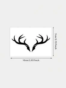 1pc Temporary Tattoo Sticker, Black Minimalist Deer Antler Silhouette Pattern, Realistic Fake Tattoo Design, For Daily Wear, Bachelorette Party Favors, Music Festival, Game, Graduation Gift, Lasts 3‑5 Days - Black - View 2